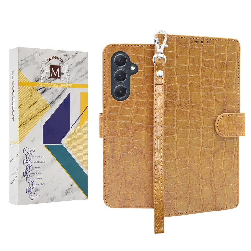 خرید و قیمت کیف کلاسوری موناکو مدل Cayenne مناسب برای گوشی موبایل سامسونگ Galaxy A15 به همراه بند آویز