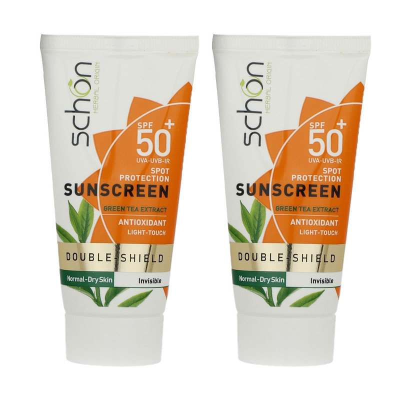 خرید و قیمت کرم ضد آفتاب بدون رنگ شون spf50 مدل دابل شیلد مناسب انواع پوست حجم 50 میلیلیتر بسته دو عددی
