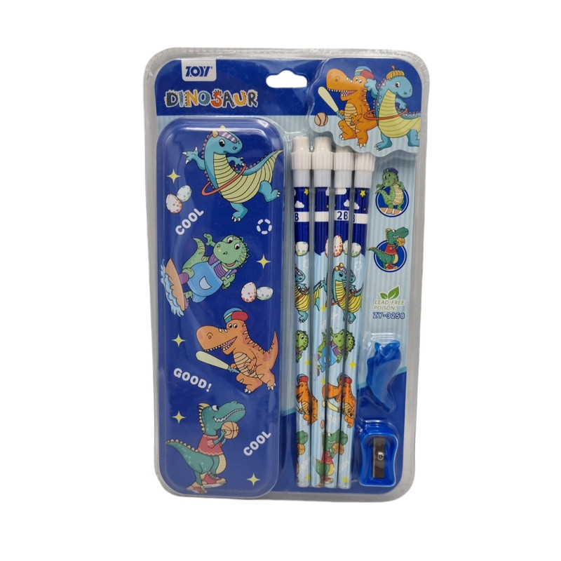 بسته لوازم التحریر مدل دایناسور کد zy3258 بسته 11 عددی