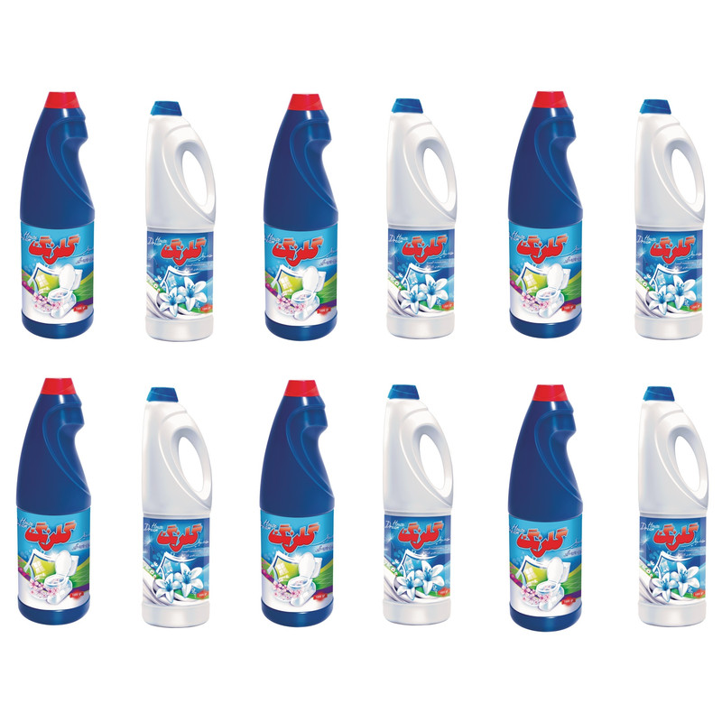 خرید و قیمت مایع سفید کننده و جرم گیر گلرنگ وزن 1000 گرم بسته 12 عددی