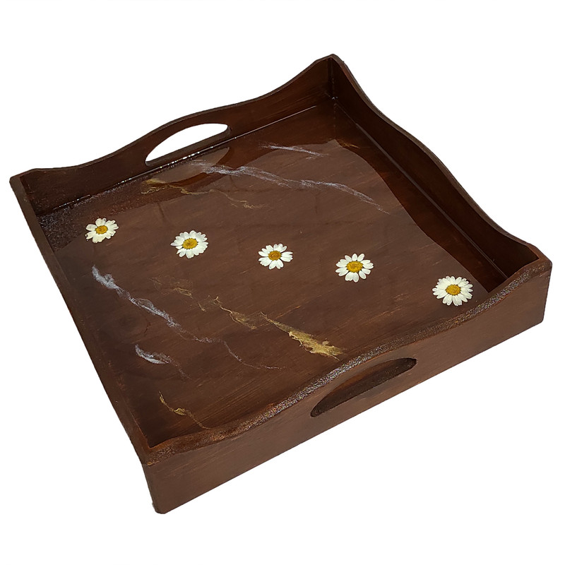 سینی چوبی مدل گل بابونه