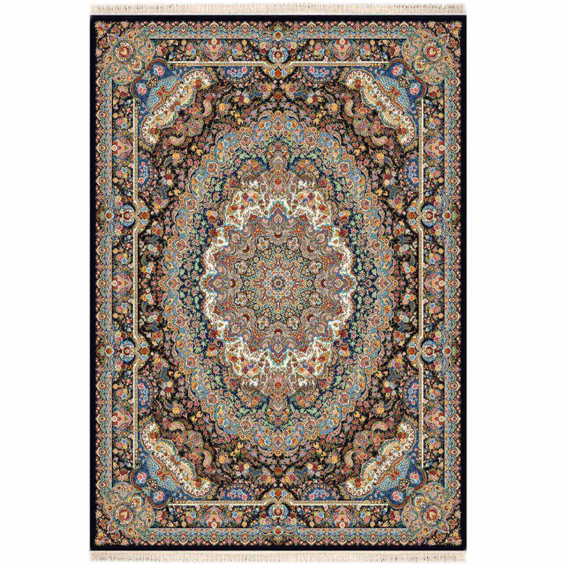 فرش ماشینی فرش توس مشهد طرح پازیریک زمینه سرمه ای