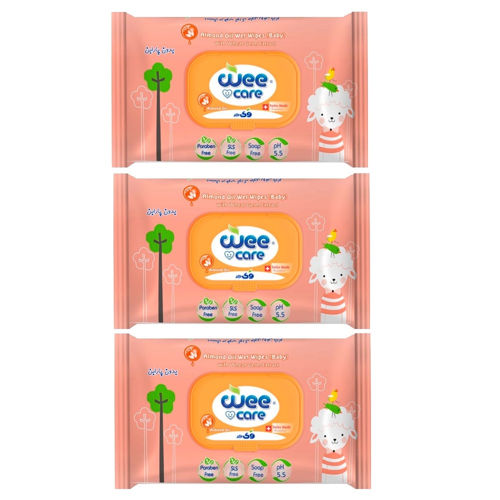 دستمال مرطوب کودک وی کر مدل بادام 3 بسته 20 عددی