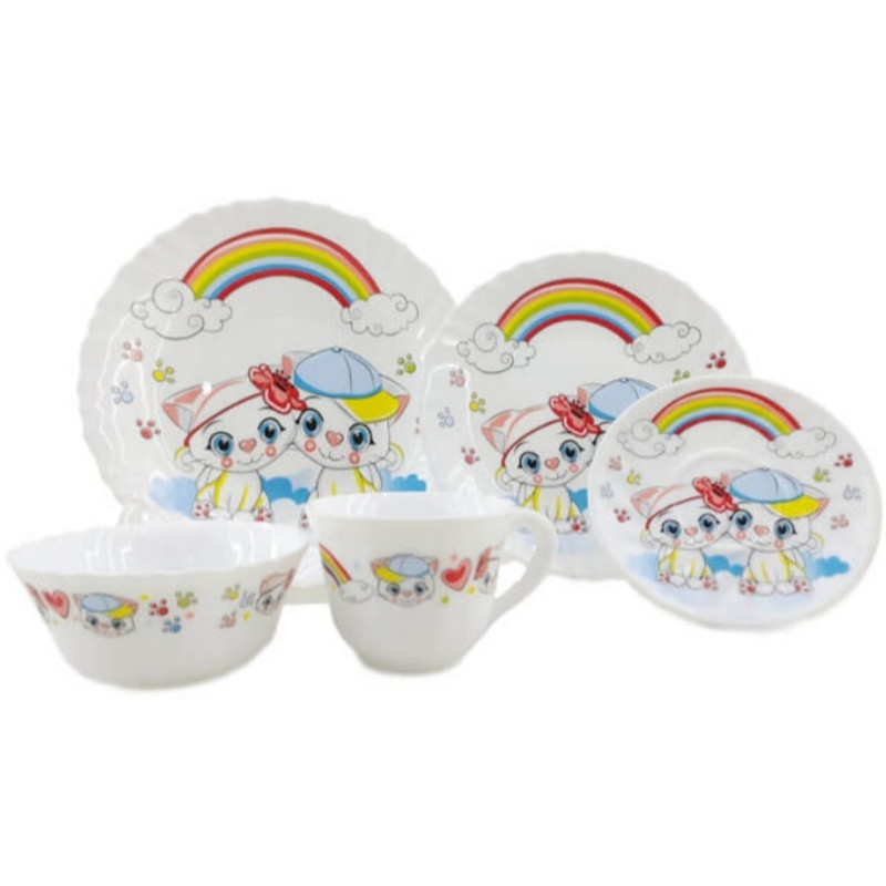 سرویس غذا خوری 5 پارچه پارس اوپال طرح رنگین کمانی کد B660