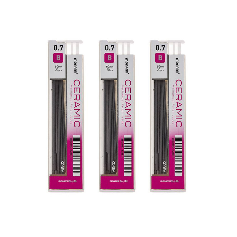 نوک مداد نوکی 0.7 میلیمتری مونامی مدل سرامیک B بسته 3 عددی