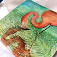 گیفت کارت طرح فلامینگو نقاشی آبرنگ قابل اجرا در ابعاد و طرح دلخواه