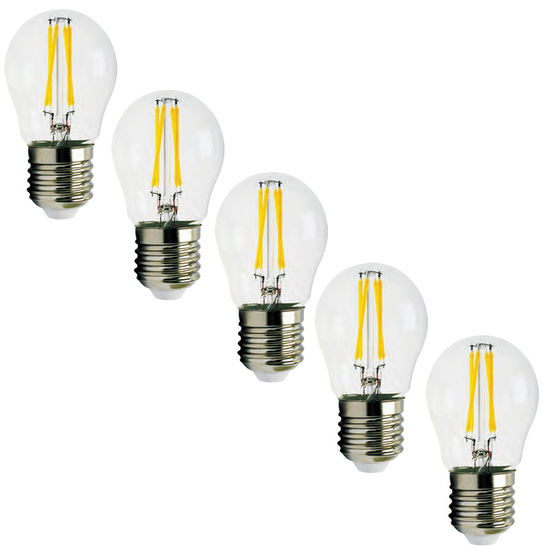 خرید و قیمت لامپ ال ای دی فیلامنتی 4 وات هالی استار مدل G45 پایه E27 بسته 5 عددی