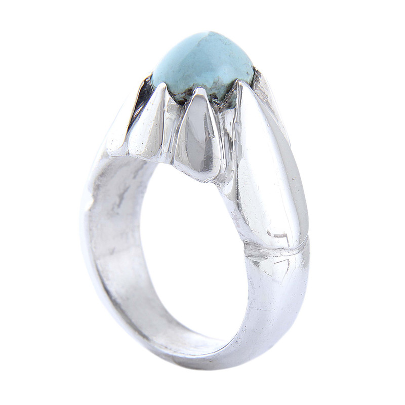 انگشتر نقره مردانه بازرگانی میلادی مدل رکاب دستساز سنگ فیروزه نیشابور کد AM_4672