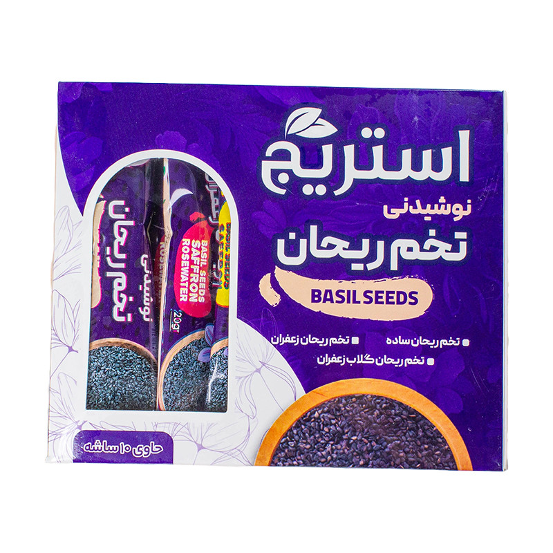 خرید و قیمت بسته ترکیبی نوشیدنی تخم ریحان و شکر سه طعم استریج - 250 گرم