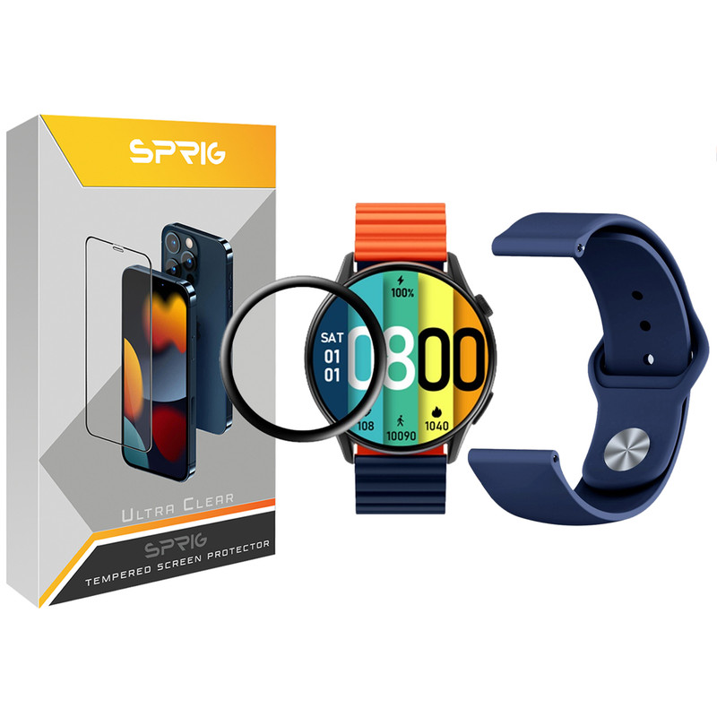 بند اسپریگ مدل Sic-22SP مناسب برای ساعت هوشمند شیائومی Kr Pro به همراه محافظ صفحه نمایش