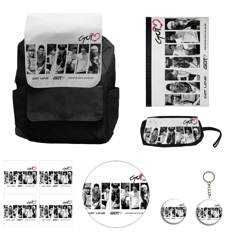 کوله پشتی مدل گروه موسیقی گات سون کد M13 به همراه کلاسور و جامدادی و زیر لیوانی و جاکلیدی مجموعه 10 عددی