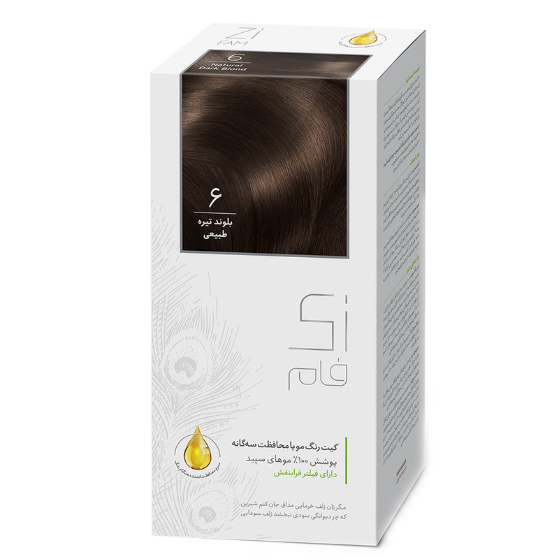 خرید و قیمت کیت رنگ مو زی فام شماره 6 حجم 50 میلی لیتر بلوند تیره طبیعی