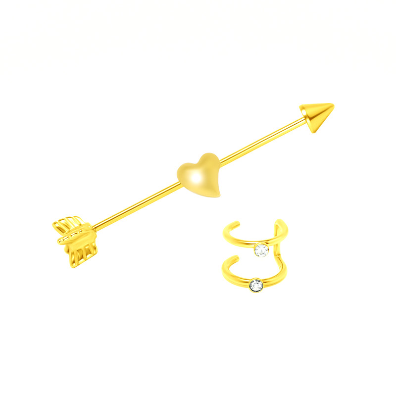 پیرسینگ گوش زنانه پایتخت مدل PS150_GO مجموعه 2 عددی