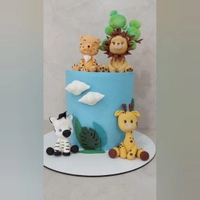 کیک تولد فوندانت سافاری حیوانات جنگل بچگانه 