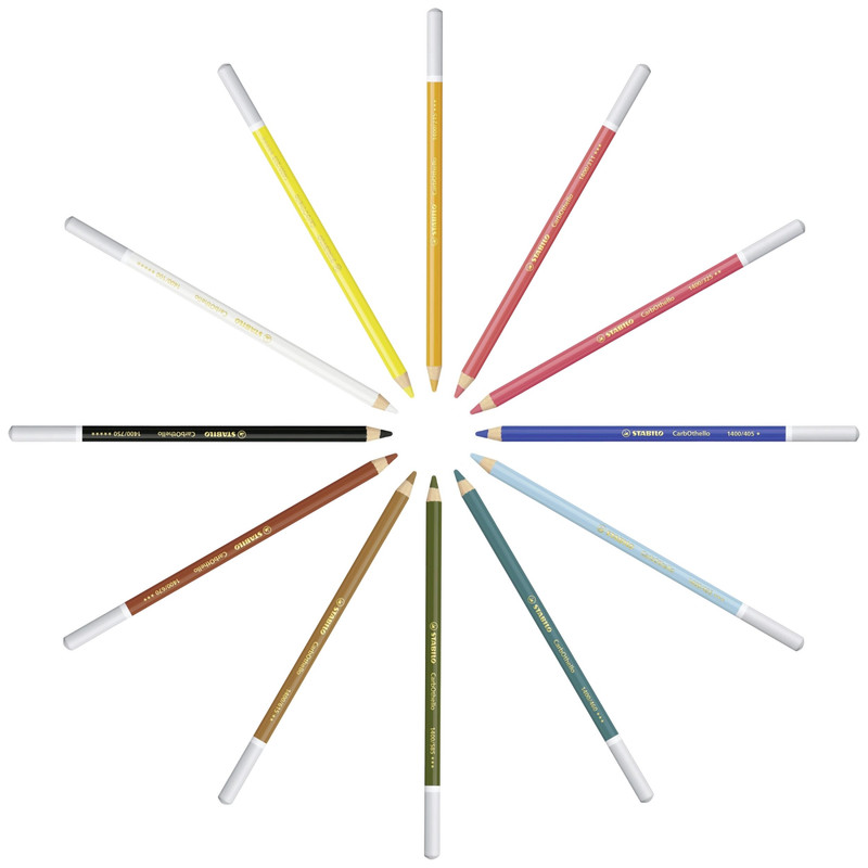 پاستل مدادی 12 رنگ استابیلو مدل CarbOthello Rot Edition کد CB1201