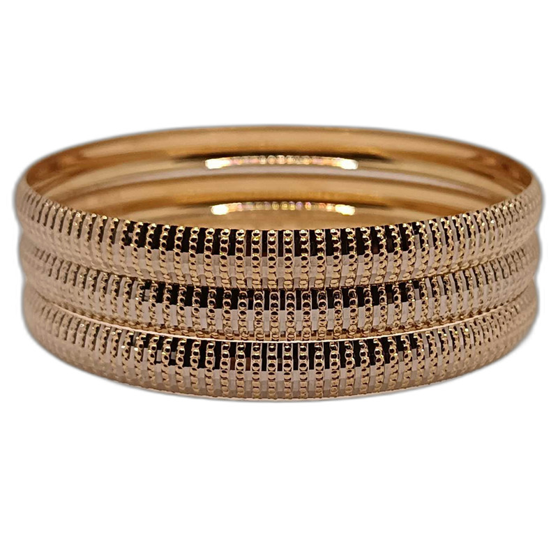 خرید و قیمت النگو طلا 18 عیار زنانه دی گلد کد 104S3 بسته سه عددی