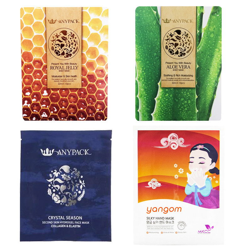 ماسک صورت آنیپک مدل new skin حجم 22 میلی لیتر به همراه ماسک دست یانگوم مدل ابریشم حجم 25 میلی لیتر مجموعه 4 عددی