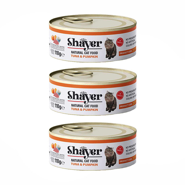 کنسرو گربه شایر مدل ماهی و کدو حلوایی وزن 110 گرم بسته 3 عددی