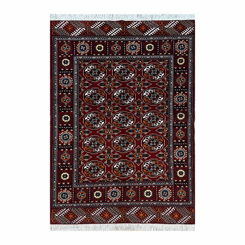 فرش دستبافت یک و نیم متری طرح ترکمن کد 135785