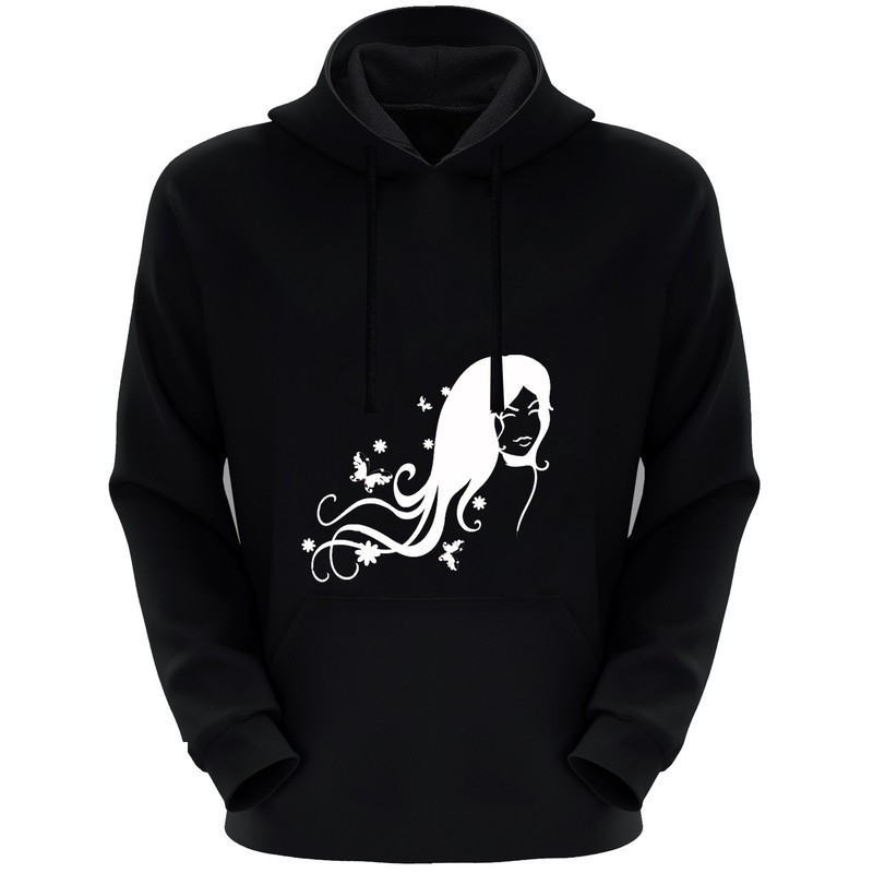 هودی زنانه طرح دختر کد F06 رنگ مشکی