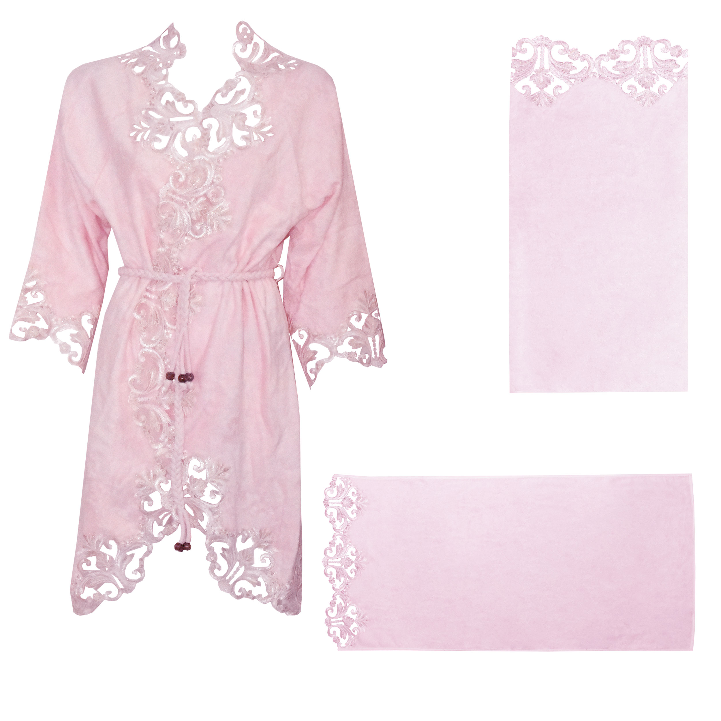 سرویس حوله پالتویی 3 تکه رویال هوم مدل Hanimeli