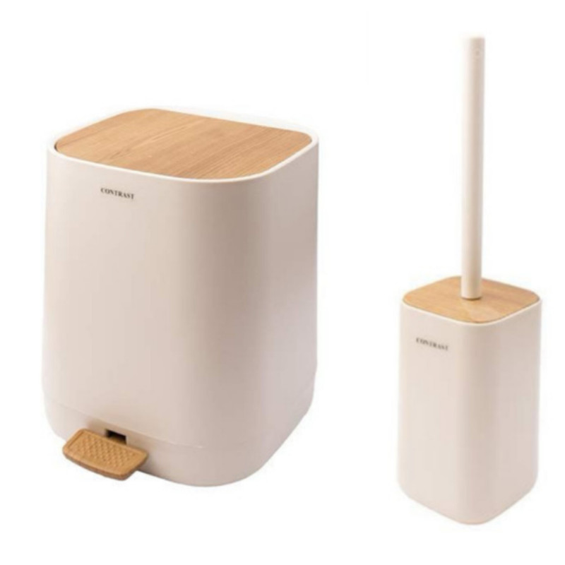 خرید و قیمت ست سطل زباله و فرچه کنتراست مدل میامی کد DH17