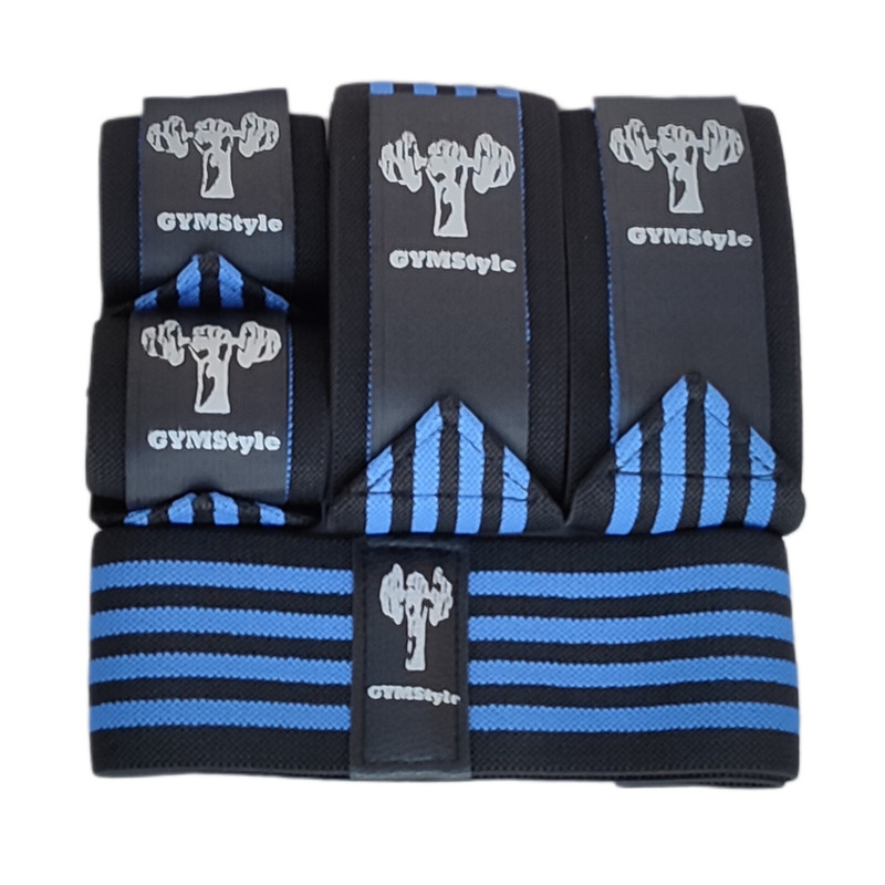 ست زانو بند و مچ بند بدنسازی مدل GYMSTYLE-4LINE بسته 4 عددی به همراه کش مینی لوپ