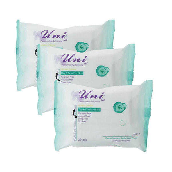 دستمال مرطوب یونی لد مدل ویتامین E مجموعه 3 عددی