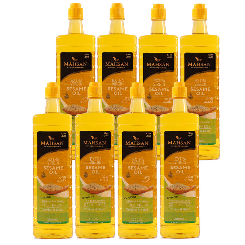 خرید و قیمت روغن کنجد پرس سرد مهسان - 1000 میلی لیتر بسته 8 عددی