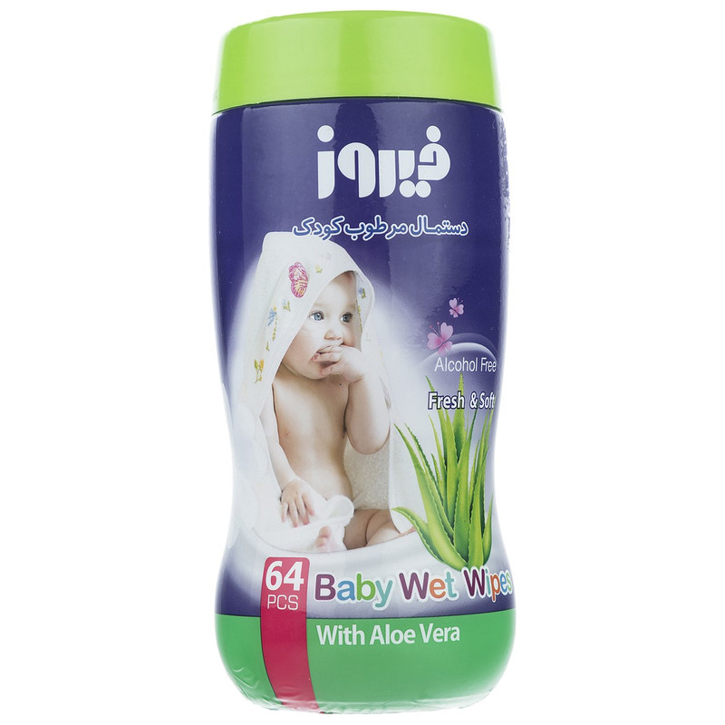 دستمال مرطوب فیروز با عصاره آلوئهورا بسته 64 عددی