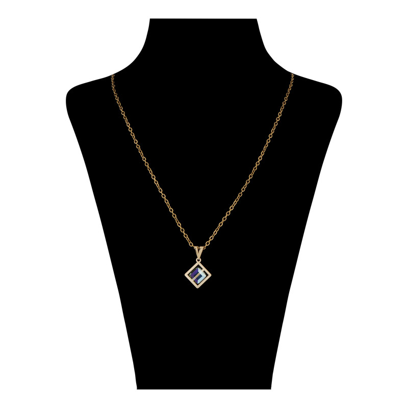 خرید و قیمت گردنبند طلا 18 عیار زنانه ناریا مدل مکعب کروم سبز