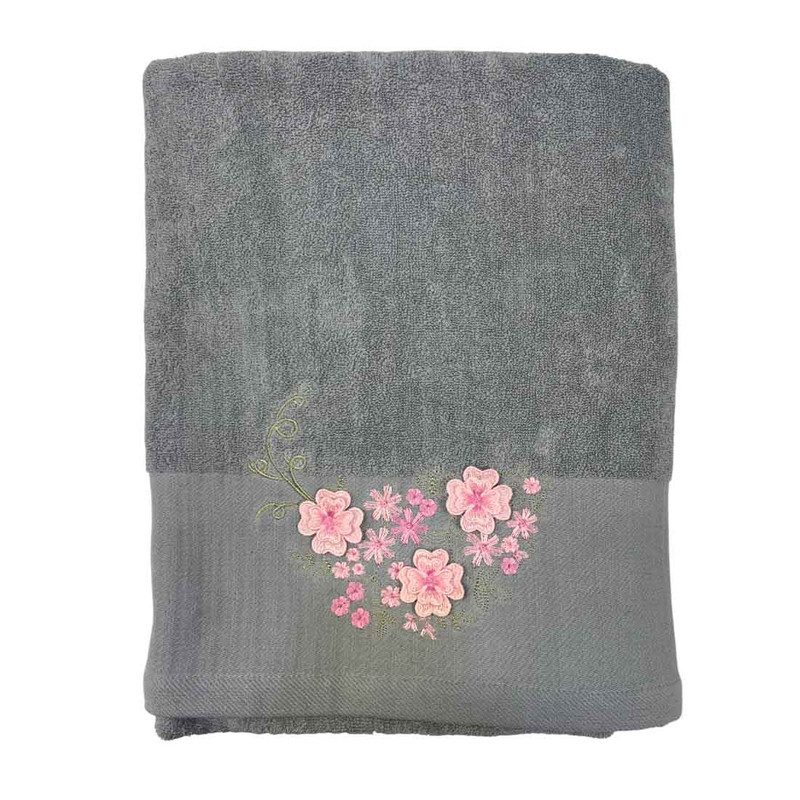 حوله حمام گلزار مدل گلدوزی کد 9015 سایز 86x150 سانتی متر