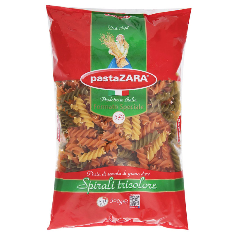 خرید و قیمت پاستا پاستا زارا مدل Spirali Tricolore مقدار 500 گرم