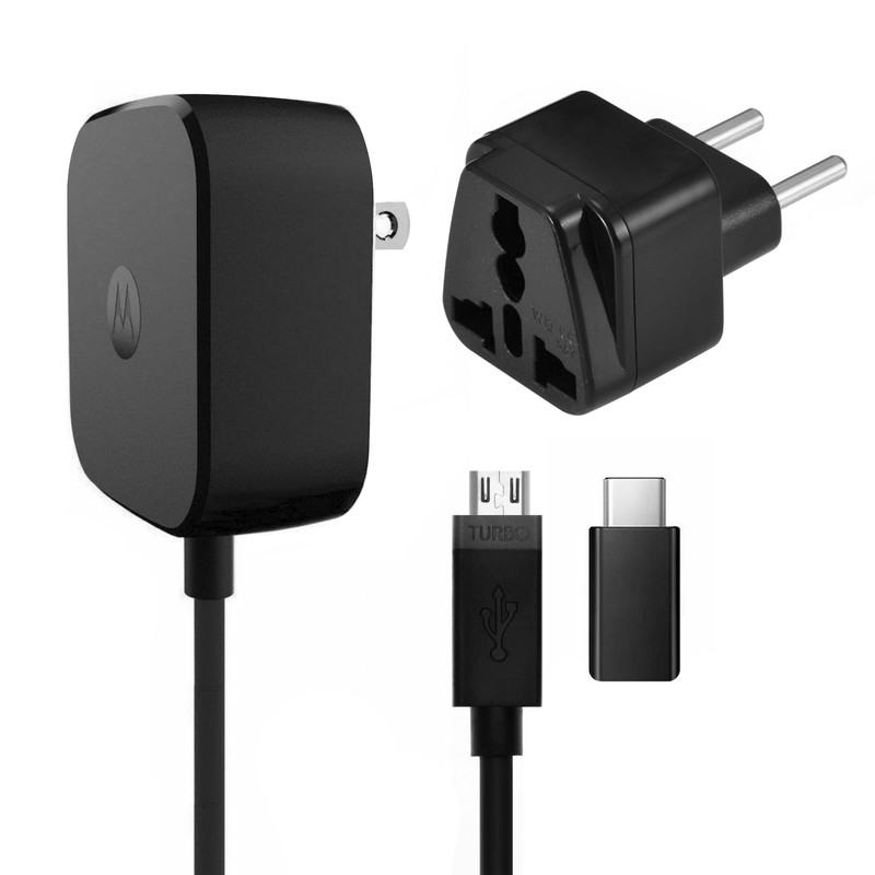 شارژر دیواری موتورولا مدل TURBO POWER 25 به همراه مبدل برق و تبدیل mciro USB به USB-C