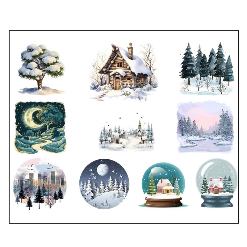 برچسب مدل برش خورده مات اسکرپ بوک طرح زمستان