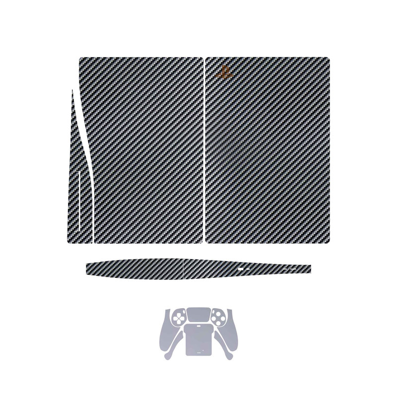 برچسب کنسول و دسته بازی PS5 ماهوت مدل Glossy_Silver_Carbon_Matte_Silver