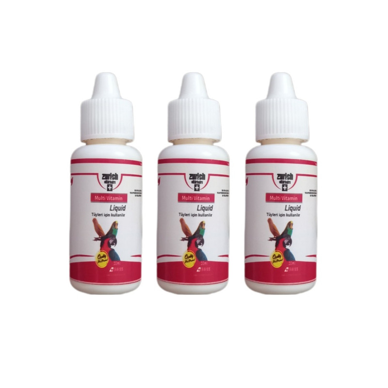 خرید و قیمت قطره مولتی ویتامین پرندگان زوریخ مدل multi Vitamin وزن 90 میلی لیتر بسته 3عددی