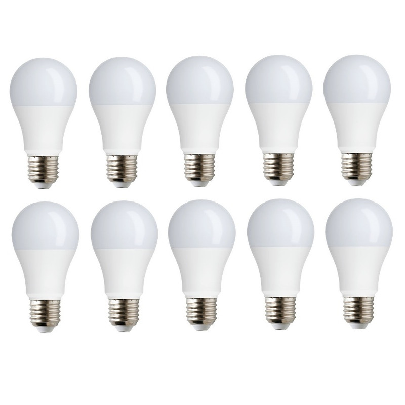 لامپ فوق کم مصرف ال ای دی 10 وات تک تاب مدل حبابی پایه E27 مجموعه 10 عددی