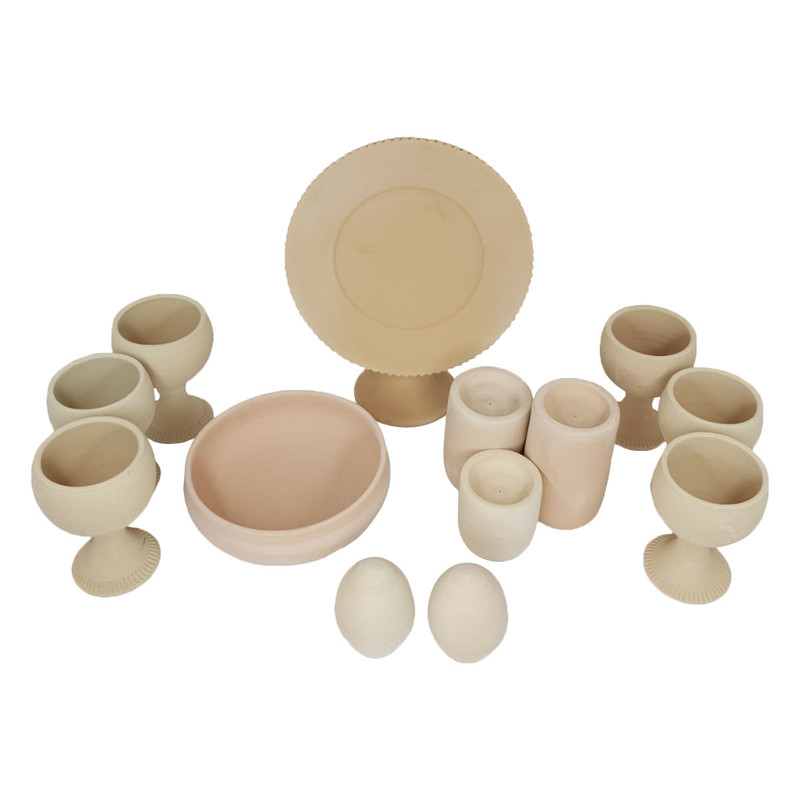 ست 13 تکه هفت سین سفالی خام مدل استوانه کد H1064