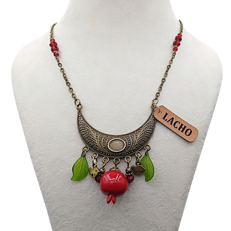 خرید و قیمت گردنبند زنانه لاچو طرح انار کد A-N1