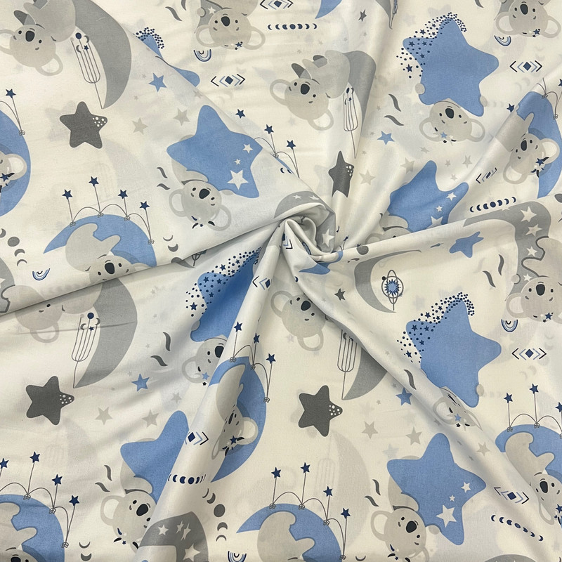 پارچه ملحفه مدل ترک عروسکی کارتونی طرح کوالا و ماه کد 01