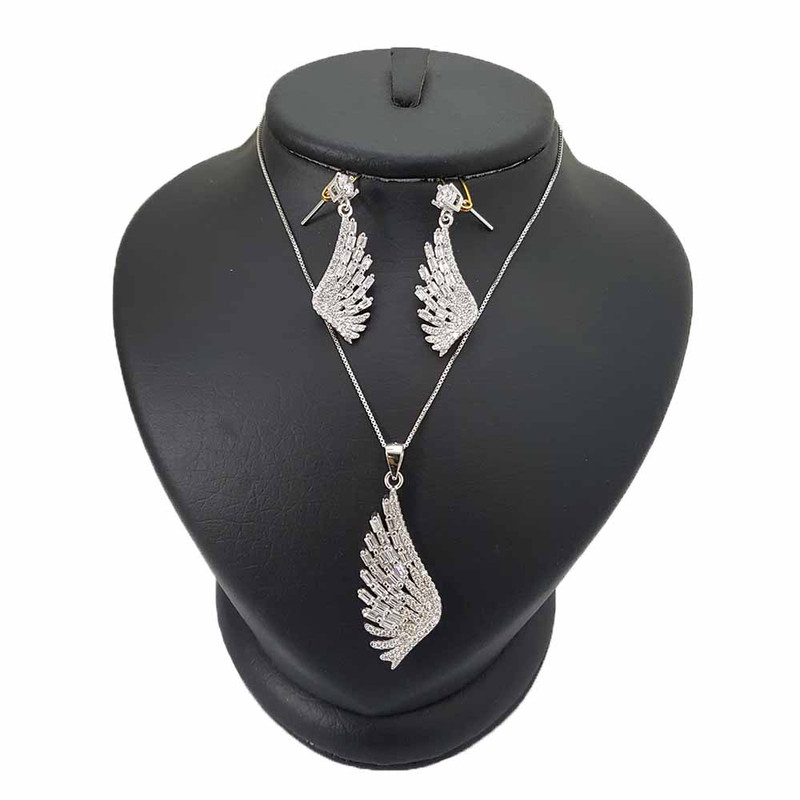 نیم ست نقره زنانه ترمه 1 طرح بال کد AR16