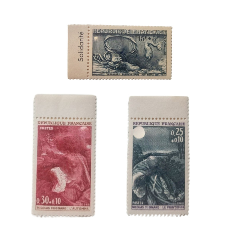 تمبر یادگاری مدل کلاسیک پزشکی درمان فرانسه مجموعه 3 عددی