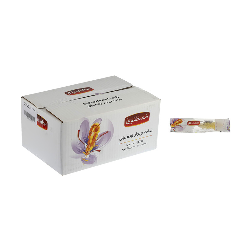 خرید و قیمت نبات نی دار زعفرانی مصطفوی -18 گرم بسته 100 عددی