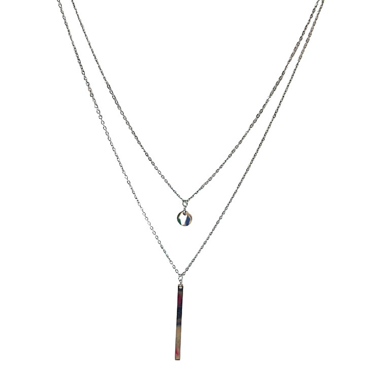 گردنبند زنانه مدل سکه استیل دو ردیفه