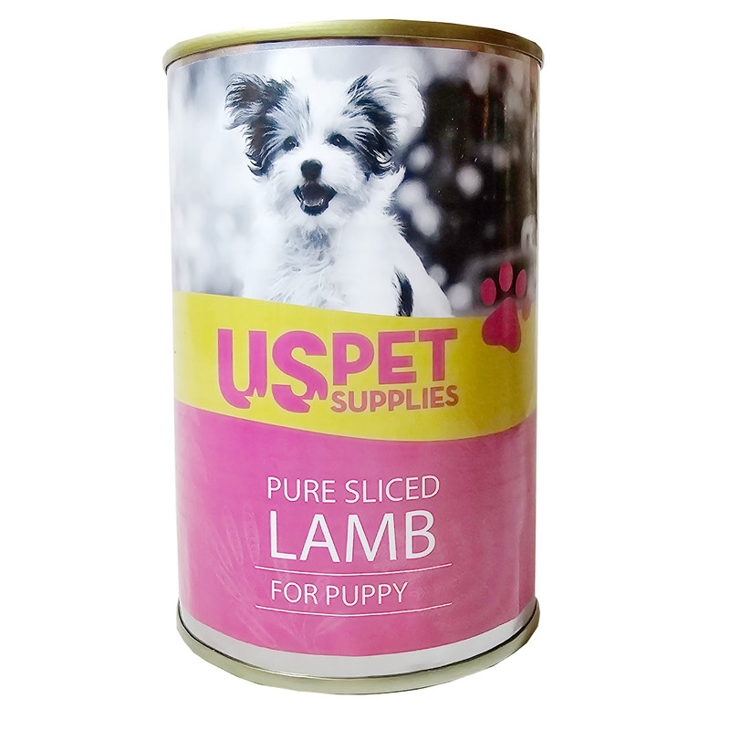 خرید و قیمت کنسرو توله سگ یو اس پت مدل طعم گوشت بره کد 0280 وزن 400 گرم