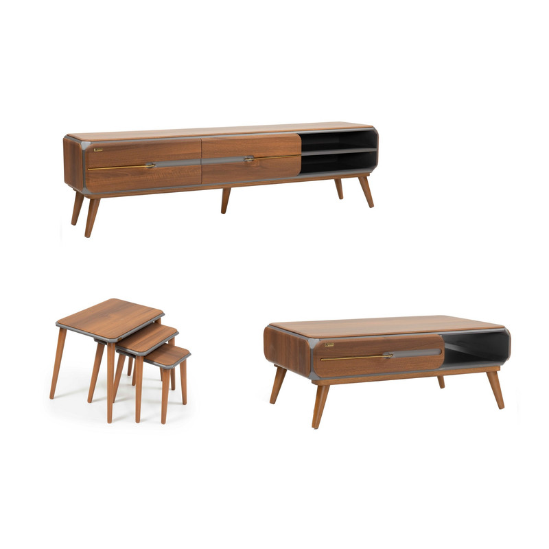 میز پذیرایی ررویال.سی.او کد 52 مجموعه سه عددی به همراه میز تلویزیون