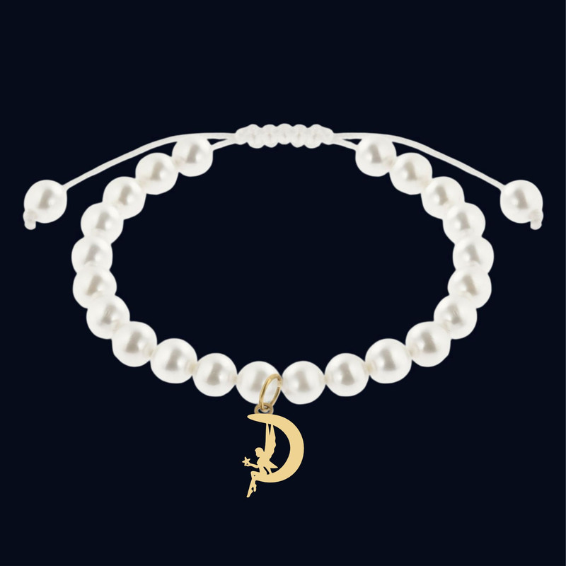 دستبند سنگ و طلا 18 عیار زنانه لیردا مدل ماه و فرشته 10121