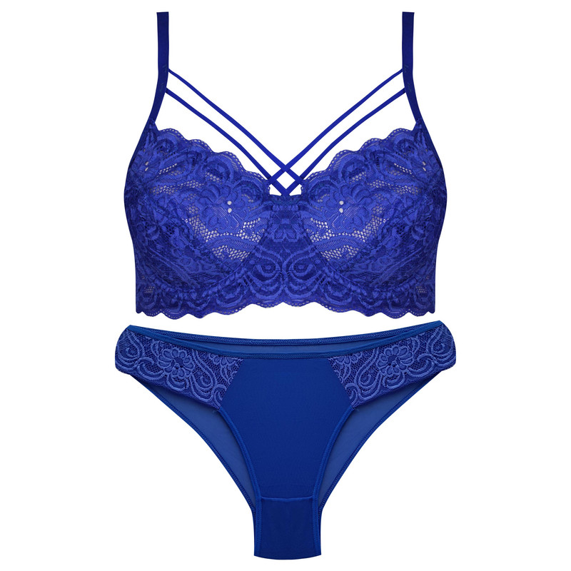 ست شورت و سوتین زنانه ماییلدا مدل فنردار هارنس کد 5165 رنگ آبی کاربنی