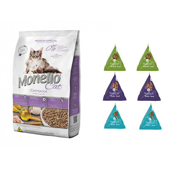 غذا خشک گربه مونلو مدل CAT Sterilised وزن 10 کیلوگرم به همراه تشویقی